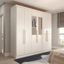 Ver imagem 1 de Guarda-roupa Casal Mykonos 6 Portas 2 Gavetas com Espelho Branco - Panorama Móveis
