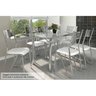 Conjunto: Mesa Sala Jantar Elba C/ Tampo Vidro 140cm + 6 Cadeiras Nápoles Cromado/courano Branco - K - 1