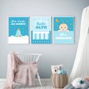 Ver imagem 2 de Kit 3 Quadros Bebê Sonhe Alto 24x18cm - com vidro:Madeira branca