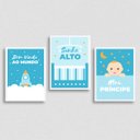 Ver imagem 1 de Kit 3 Quadros Bebê Sonhe Alto 24x18cm - com vidro:Madeira branca