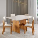 Ver imagem 1 de Conjunto Sala de Jantar 4 Lugares Bari Retangular MDF Mel e Bege