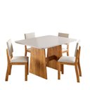 Ver imagem 2 de Conjunto Sala de Jantar 4 Lugares Bari Retangular MDF Mel e Bege