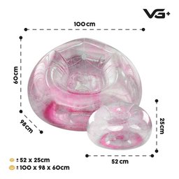 Poltrona Inflável Lazy Lounge Glitter com Puff Vg Plus Rosa - 5