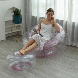 Poltrona Inflável Lazy Lounge Glitter com Puff Vg Plus Rosa - 2