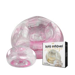 Poltrona Inflável Lazy Lounge Glitter com Puff Vg Plus Rosa - 3