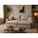 Ver imagem 1 de Sofá Cama Orion 3 Lugares Retrátil com Chaise 240cm Caramelo Linho Capuccino