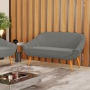 Ver imagem 2 de Kit 01 Namoradeira 02 Lugares e 01 Poltrona Giovana Suede Grafite Pés Palito Castanho - D’Rossi