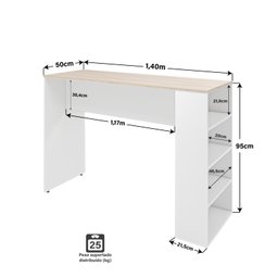 Bancada Cozinha Americana Gourmet com Prateleiras Netmobil - Branco/dubai - 8