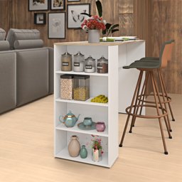 Bancada Cozinha Americana Gourmet com Prateleiras Netmobil - Branco/dubai - 4