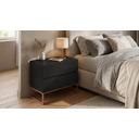 Ver imagem 1 de Mesa de Cabeceira 60cm 2 Gavetas Preto Cama Casal Pés de Ferro Cobre