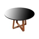 Ver imagem 3 de Mesa de Jantar Tampo com Vidro Madri Madeira Maciça - Amêndoa Tampo 150 Preto-vidro Preto