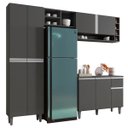 Ver imagem 1 de Cozinha Completa Modulada 4 Peças Vanessa Cinza Fosco Ajl Móveis