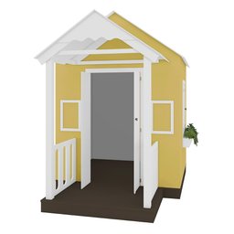 Casinha de Brinquedo Artesanal com Varanda MDF Branco/Amarelo - Criança Feliz Casinha com Varanda - 8