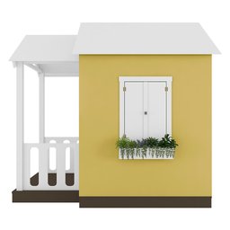 Casinha de Brinquedo Artesanal com Varanda MDF Branco/Amarelo - Criança Feliz Casinha com Varanda - 7