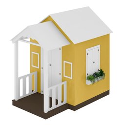 Casinha de Brinquedo Artesanal com Varanda MDF Branco/Amarelo - Criança Feliz Casinha com Varanda - 2