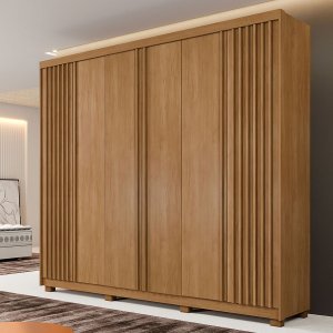 Guarda-roupa Casal San Remo 6 Portas 6 Gavetas Ripado Cinamomo - Panorama Móveis