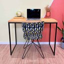 Ver imagem 1 de Mesa para Escritório de Ferro e Madeira 96cm Style Industrial Nozes e Preto