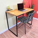 Ver imagem 2 de Mesa para Escritório de Ferro e Madeira 96cm Style Industrial Nozes e Preto