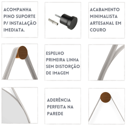 Espelho Adnet Banheiro Antigo 60cm + Pino Suporte - 3