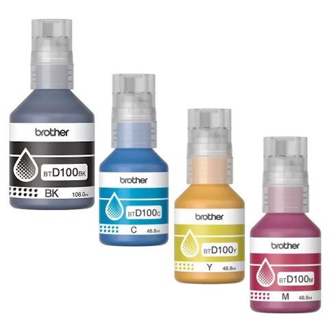 Kit Tintas Brother Bt-d100 Bt D100 Original 4x Cores Dcp-t230 Dcp-t430w Dcp-t530dw Dcp-t730dw
