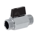 Ver imagem 2 de Válvula Registro Mini Esfera 3/8 Macho X Macho Cromada Alavanca On Off Ivm Italy Latão Cromado