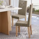 Ver imagem 4 de Kit 6 Cadeiras Nice com Espaldar – Tecido Veludo Suede, Pés em Mdf com Sapatilhas Plásticas Mel/