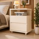 Ver imagem 1 de Mesa de Cabeceira Lacy 2 Gavetas Henn MDP Moderna Quarto Compacta 65cm com Pés ABS