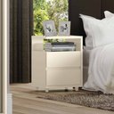 Ver imagem 3 de Mesa de Cabeceira Lacy 2 Gavetas Henn MDP Moderna Quarto Compacta 65cm com Pés ABS