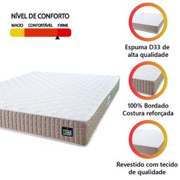 Colchão Casal Espuma D33 New Millenium 138x188x19cm Branco/bege Hellen - 3