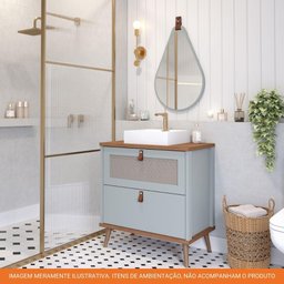 Gabinete para Banheiro 60 Cm 100% Mdf 1 Gaveta 1 Porta Basculante Veneto Mgm Móveis Pistache/freijo - 5