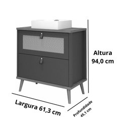 Gabinete para Banheiro 60 Cm 100% Mdf 1 Gaveta 1 Porta Basculante Veneto Mgm Móveis Pistache/freijo - 3