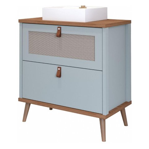 Gabinete para Banheiro 60 Cm 100% Mdf 1 Gaveta 1 Porta Basculante Veneto Mgm Móveis Pistache/freijo