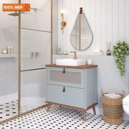 Gabinete para Banheiro 60 Cm 100% Mdf 1 Gaveta 1 Porta Basculante Veneto Mgm Móveis Pistache/freijo - 2