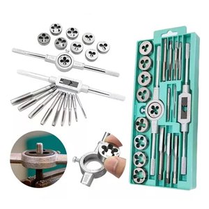 Kit Jogo de Tarracha Fêmea e Macho Pente Abre Rosca Fina 20 Peças Cossinete Manual com Maleta Bliste