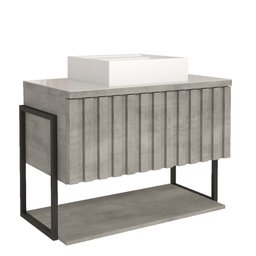 Gabinete Balcão Suspenso Cuba Marmorite Havaí 85 Cm Aço Banheiro 1 Porta 1 Prateleira Cinza - 6
