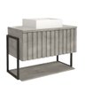 Gabinete Balcão Suspenso Cuba Marmorite Havaí 85 Cm Aço Banheiro 1 Porta 1 Prateleira Cinza - 6