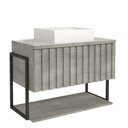 Ver imagem 6 de Gabinete Balcão Suspenso Cuba Marmorite Havaí 85 Cm Aço Banheiro 1 Porta 1 Prateleira Cinza