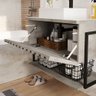 Gabinete Balcão Suspenso Cuba Marmorite Havaí 85 Cm Aço Banheiro 1 Porta 1 Prateleira Cinza - 2