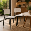 Ver imagem 3 de Conjunto Mesa de Jantar Redonda 70cm com 2 Cadeiras Mônaco Rattan - Preto e Branco