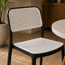 Ver imagem 5 de Conjunto Mesa de Jantar Redonda 70cm com 2 Cadeiras Mônaco Rattan - Preto e Branco