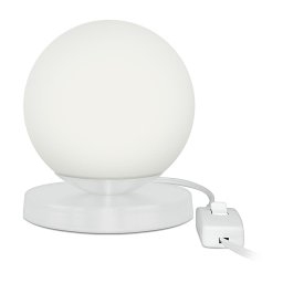 Luminária Abajur de mesa Globo Orby Branco Base Redonda - 1