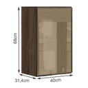 Ver imagem 2 de Armario Aereo 1 Porta 40CM Vidro Reflecta Em MDF Kali Premium 12202x61 Amendoa Nicioli