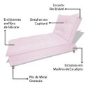 Ver imagem 2 de Sofa Cama Chaise Bicama Reclinavel Sala Lavinia Suede:Rosa Bebê/Suede