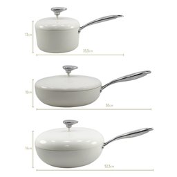 Jogo de Panelas Antiaderente Cerâmica Cuisine Retrô Pérola - 5