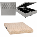 Ver imagem 1 de Cama Box Baú Casal Bipartida com Colchão Toulon D33 20cm e Cabeceira Corino Cinza