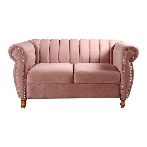 Namoradeira Decorativa Chesterfield Sofá Realeza Vintage - Veludo Rosê