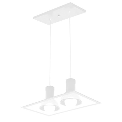 Luminária de Teto Pendente de Sobrepor Quadrado p/ 02Lâmpadas E27 em Vidro Espelhado Bivolt:Branco/B