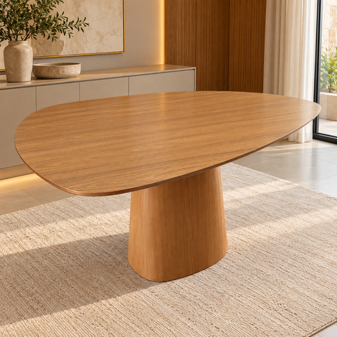Mesa de Jantar Orgânica Canya Freijó 80x85cm com Base Central