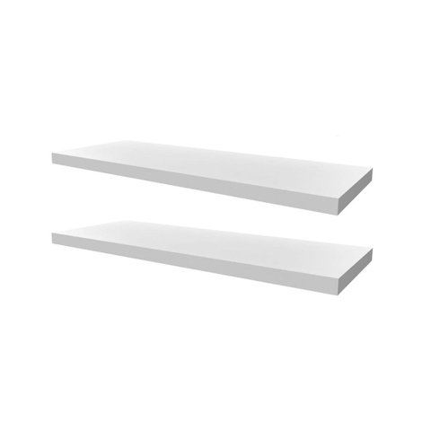 Kit 02 Prateleiras em Mdf 15mm Branco 10x40cm sem Suporte Fixação