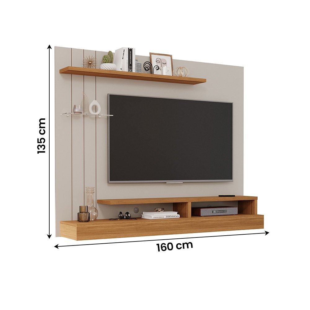 Painel para Tv até 50" Valencia Nature Off White Permóbili - 3